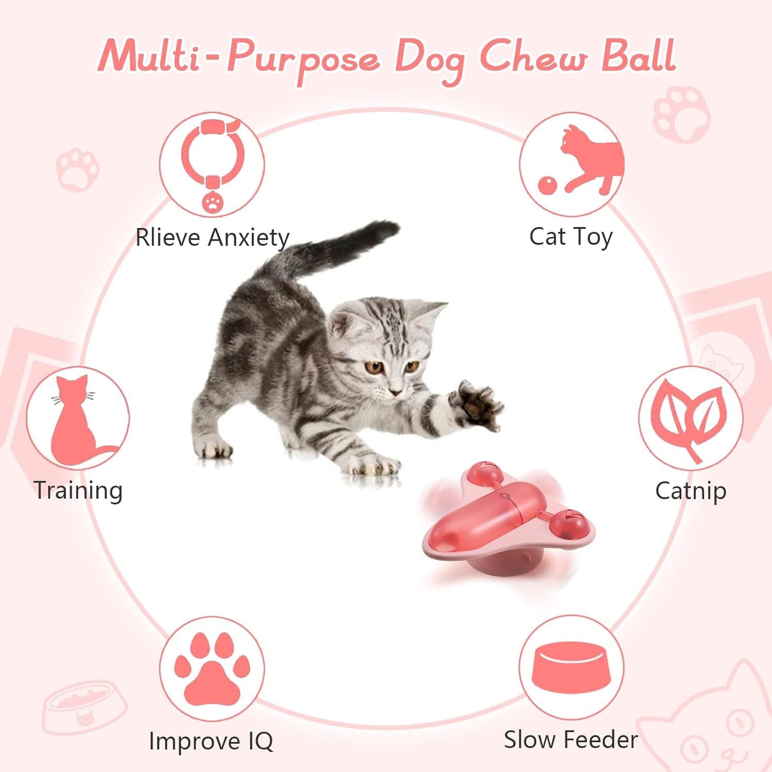 HKM-301971 Interactive Pet Puzzle Toy with Bell and Snack Dispenser for Cats, Dogs, and Small Pets