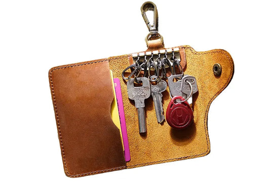 HKM-041491 Handmade Leather Multi-functional Key Case and Card Holder for Men and Women