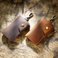 HKM-041491 Handmade Leather Multi-functional Key Case and Card Holder for Men and Women