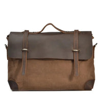 HKM-382227 Retro Leather Messenger Bag for 13-15 Inch Laptops, Large Capacity Casual Crossbody Bag