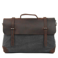 HKM-382227 Retro Leather Messenger Bag for 13-15 Inch Laptops, Large Capacity Casual Crossbody Bag