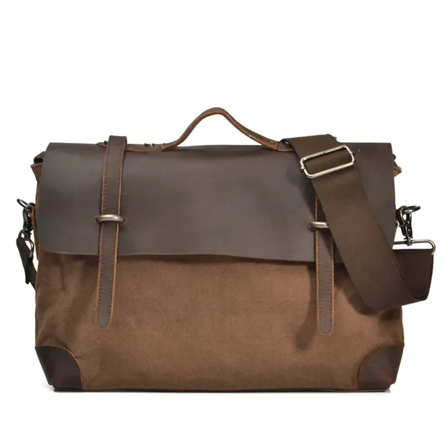 KTX-516243 Retro Leather Messenger Bag for 13-15 Inch Laptops, Large Capacity Casual Crossbody Bag