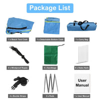 HKM-992083 4-6 Person Waterproof Beach Canopy Tent with UPF50 Sun Protection and Carry Bag for Outdoor Activities
