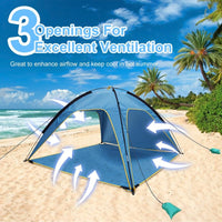 HKM-992083 4-6 Person Waterproof Beach Canopy Tent with UPF50 Sun Protection and Carry Bag for Outdoor Activities