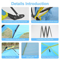 HKM-992083 4-6 Person Waterproof Beach Canopy Tent with UPF50 Sun Protection and Carry Bag for Outdoor Activities