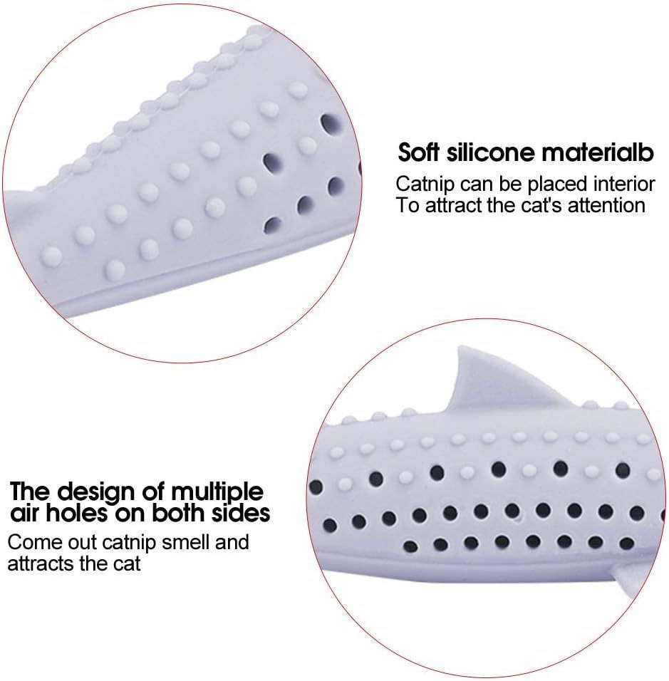 HKM-546835 Catnip-Infused Silicone Fish Shape Chew Toy for Dental Care and Playtime