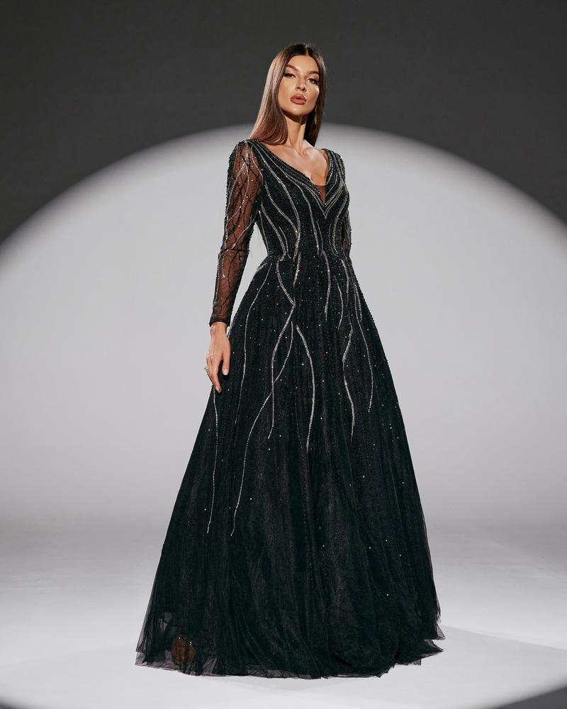 HKM-216211 Elegant Black Evening Dress - Model 0065 for Sophisticated Occasions