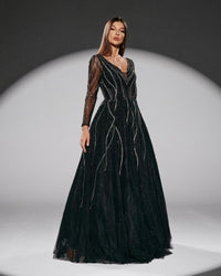 HKM-216211 Elegant Black Evening Dress - Model 0065 for Sophisticated Occasions