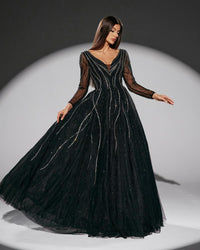 HKM-216211 Elegant Black Evening Dress - Model 0065 for Sophisticated Occasions