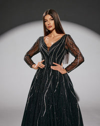 HKM-216211 Elegant Black Evening Dress - Model 0065 for Sophisticated Occasions
