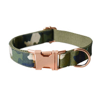 HKM-304467 Army Green Camouflage Polyester Dog Collar and Leash Set for All Seasons in Sizes S, M, L, XL
