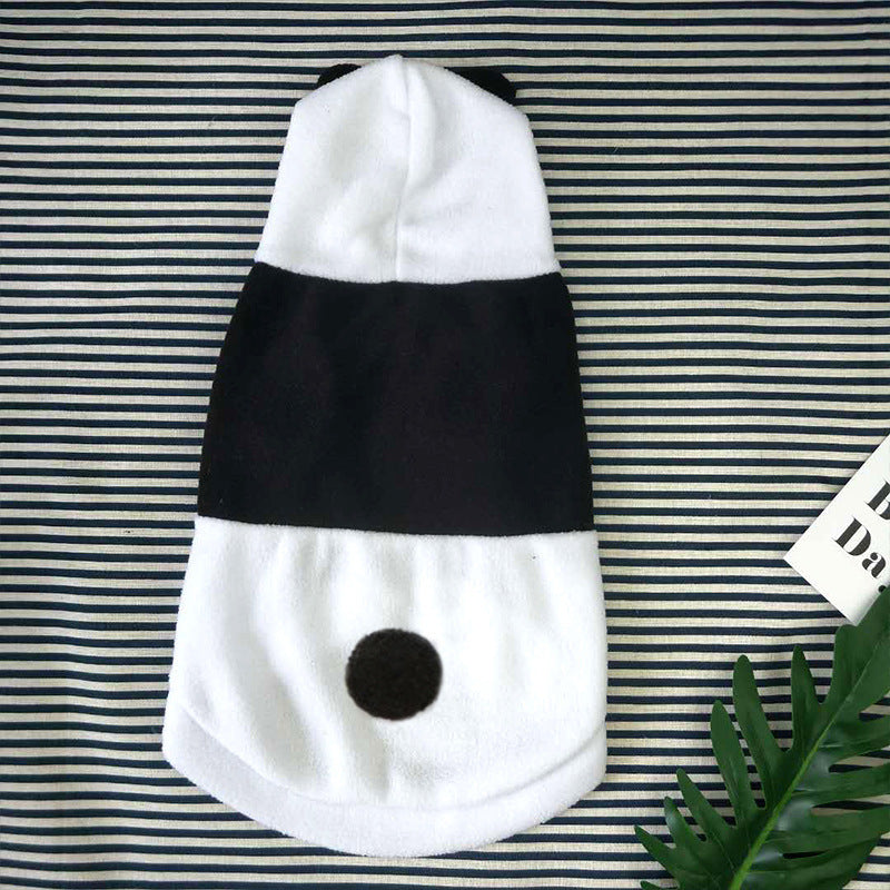 HKM-001171 Black and White Panda Fleece Dog Dress for Autumn and Winter