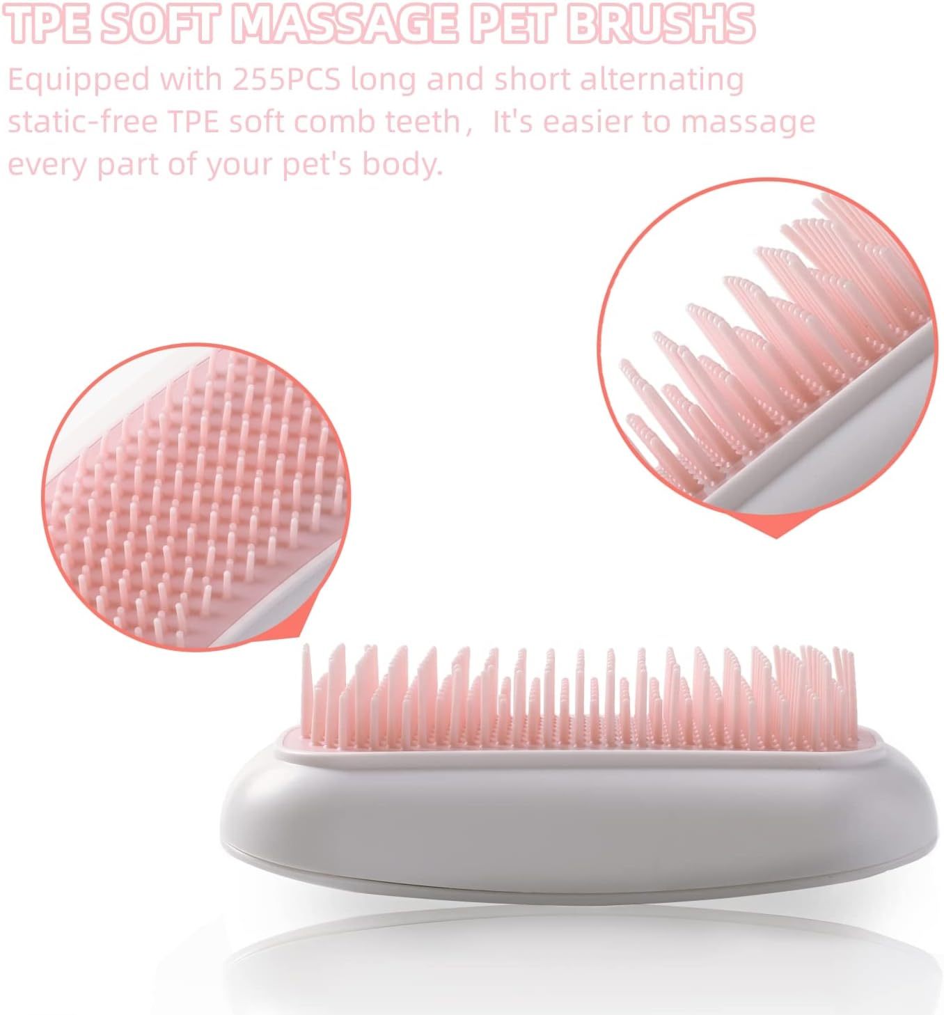 HKM-906451 Handheld Electric Pet Massage Brush with Vibration for Cats and Dogs - TPE Soft Tooth Grooming Tool - Portable and Compact
