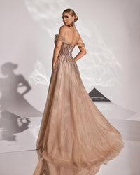 HKM-270547 Elegant Brown Evening Dress for Women - Sophisticated Style for Special Occasions