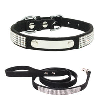 HKM-629843 Removable Water-Resistant Pet Collar with Pull Rope in White Diamond Light Blue