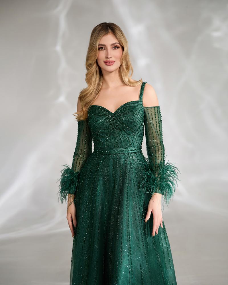 HKM-548499 Elegant Green Evening Gown for Women - EZ25149