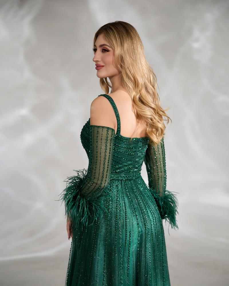 HKM-548499 Elegant Green Evening Gown for Women - EZ25149