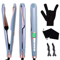 HKM-650195 2-in-1 Titanium Tourmaline Ceramic Hair Straightener & Curler with Adjustable Temperature