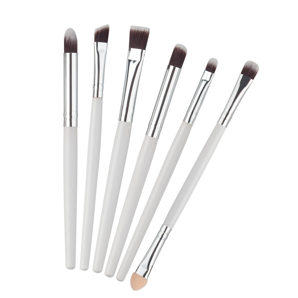 HKM-853139 6-Piece Essential Eye Makeup Brush Set for Eyeshadow, Eyebrow, Lip, and Eyeliner Applications