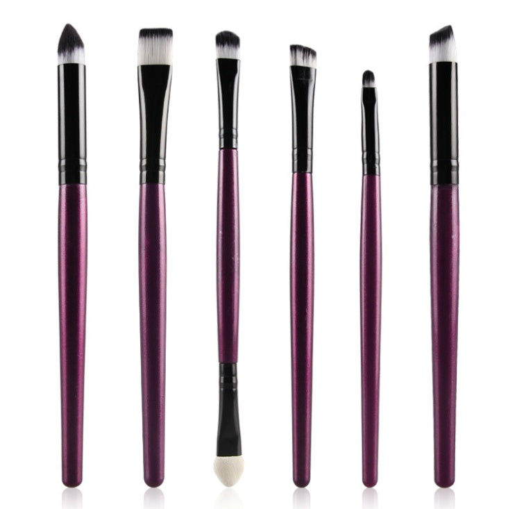 HKM-853139 6-Piece Essential Eye Makeup Brush Set for Eyeshadow, Eyebrow, Lip, and Eyeliner Applications