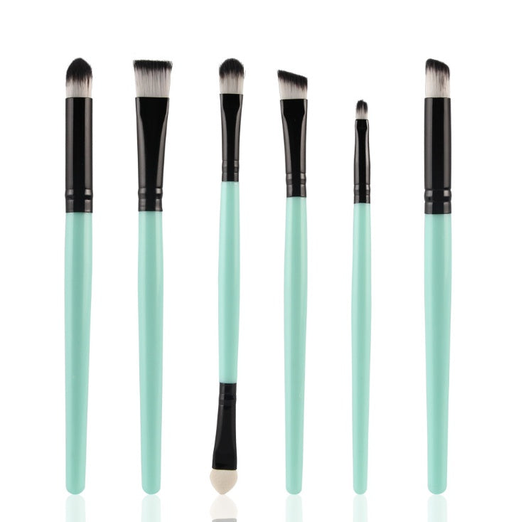 HKM-853139 6-Piece Essential Eye Makeup Brush Set for Eyeshadow, Eyebrow, Lip, and Eyeliner Applications