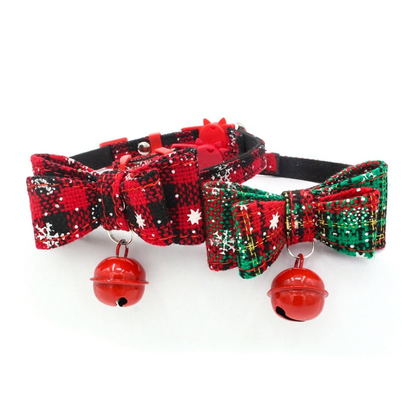 HKM-792531 Small Dog Christmas Chain Print Collar, Adjustable Microfiber, Sizes XS to M