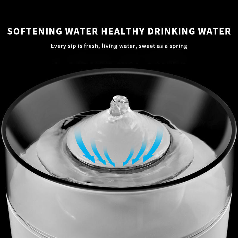 HKM-506131 Automatic Cat Water Fountain with Mobile Drinking Feature in White, Made of Durable ABS