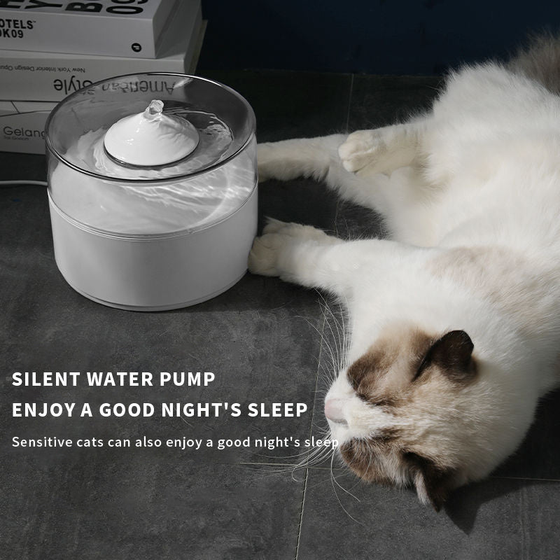 HKM-506131 Automatic Cat Water Fountain with Mobile Drinking Feature in White, Made of Durable ABS
