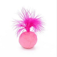 HKM-822483 Vocal Catnip Ball Toy with Feather for Cats - Crystal Flannel & Fiber Cotton - 14G Diameter