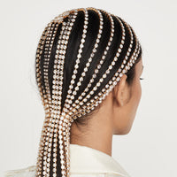 HKM-720275 Crystal-Studded Alloy Headband for Women - Geometric Design Available in Gold and Silver Options