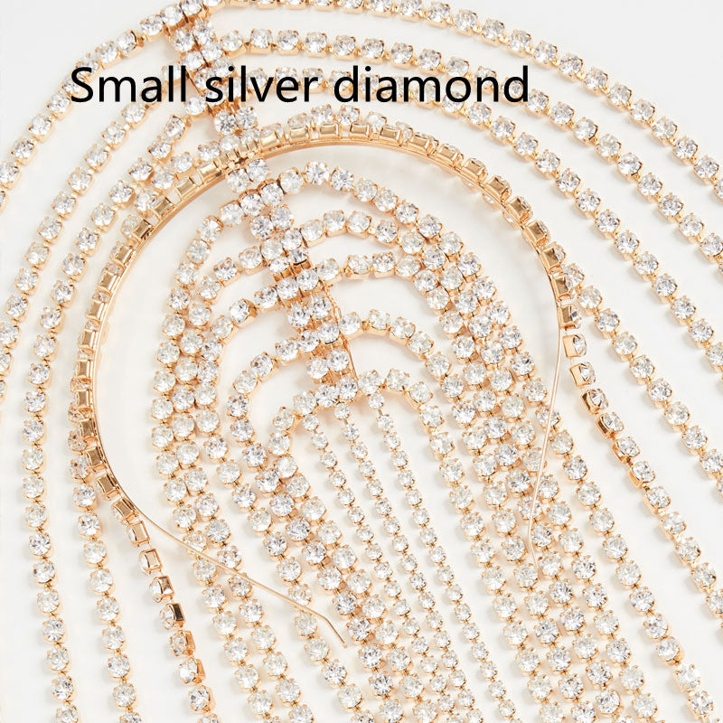 HKM-720275 Crystal-Studded Alloy Headband for Women - Geometric Design Available in Gold and Silver Options