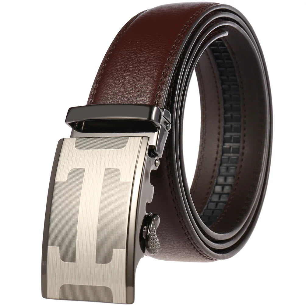 HKM-217683 Adjustable Casual Automatic Leather Belt for Men - Model LY55-7777-1