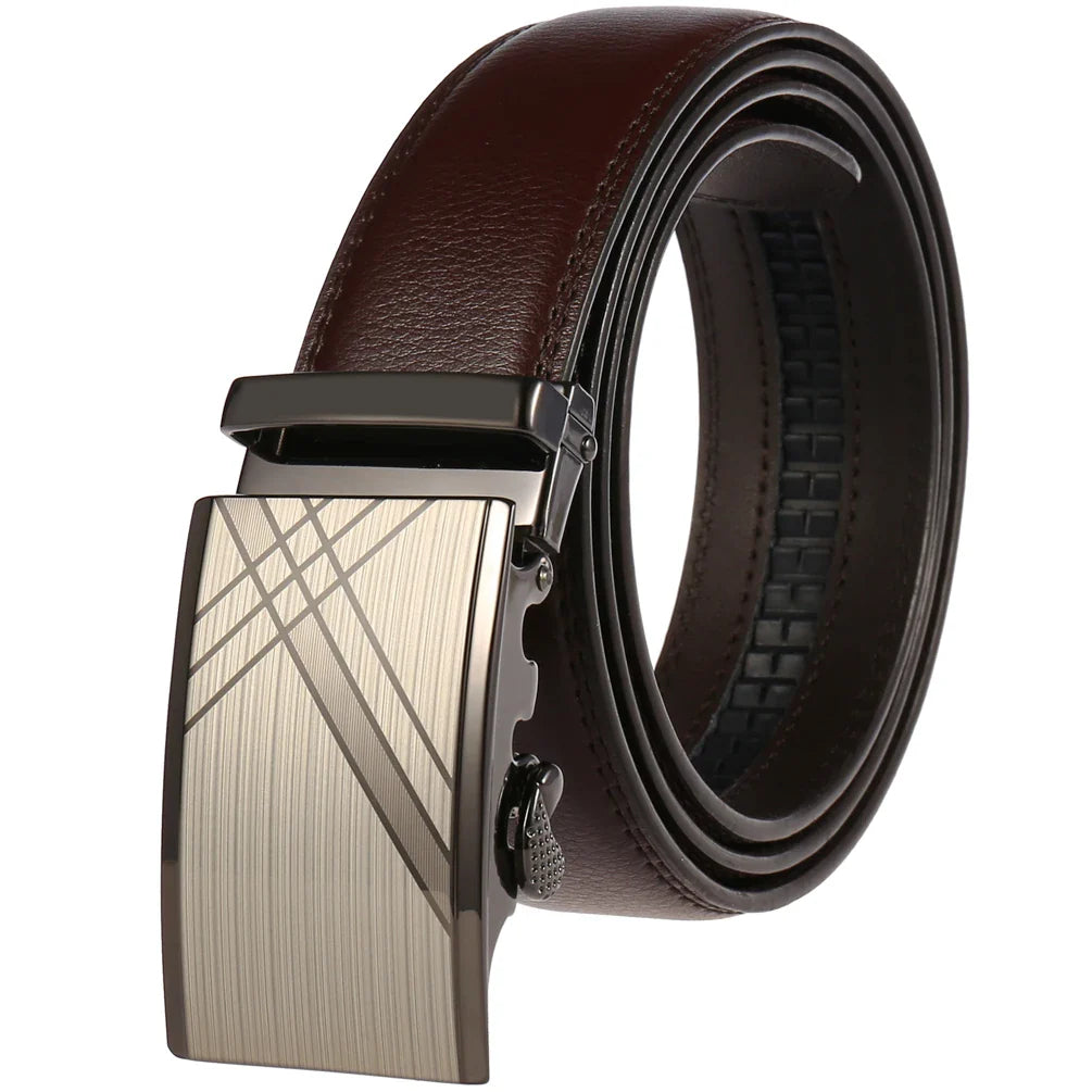 HKM-217683 Adjustable Casual Automatic Leather Belt for Men - Model LY55-7777-1