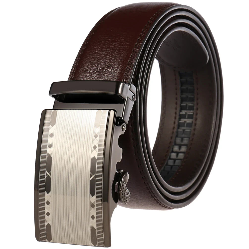 HKM-217683 Adjustable Casual Automatic Leather Belt for Men - Model LY55-7777-1