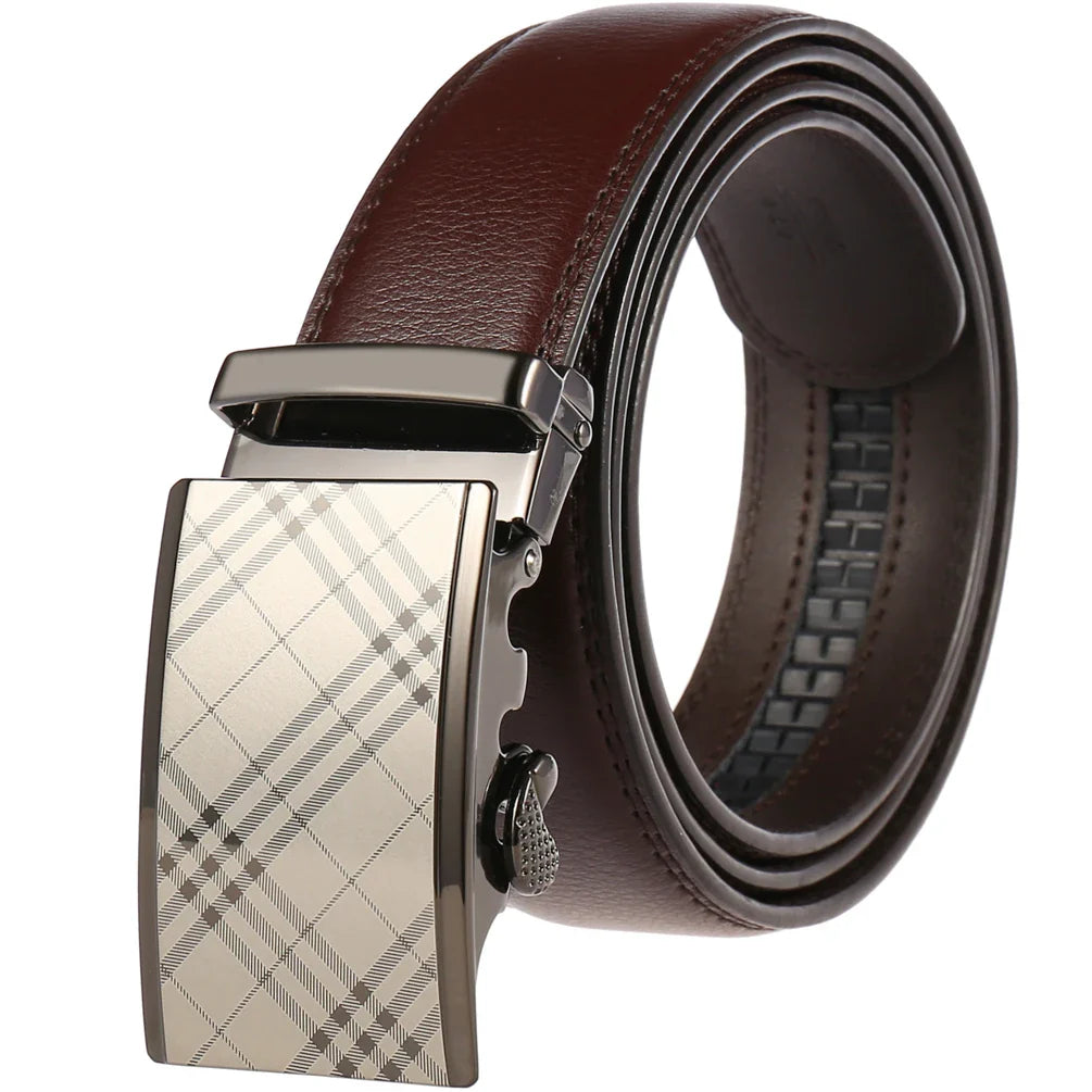 HKM-217683 Adjustable Casual Automatic Leather Belt for Men - Model LY55-7777-1