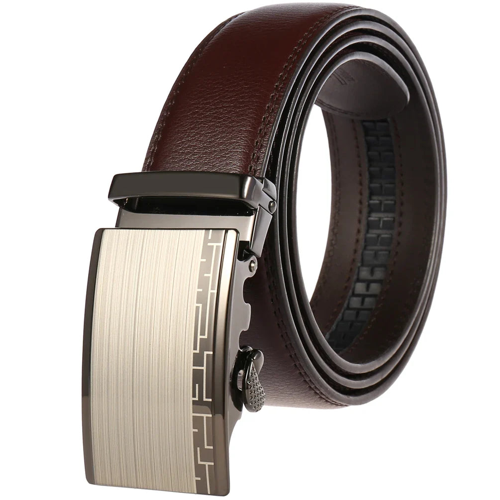 HKM-217683 Adjustable Casual Automatic Leather Belt for Men - Model LY55-7777-1