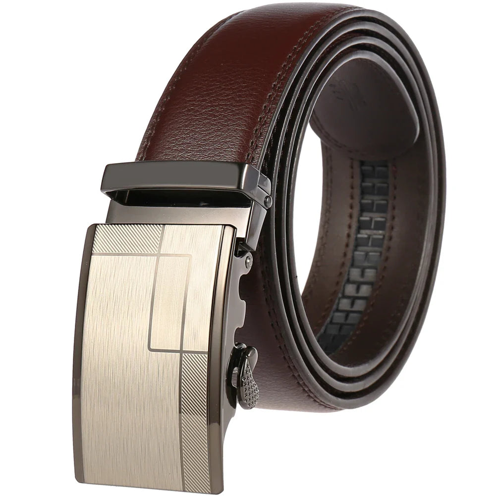 HKM-217683 Adjustable Casual Automatic Leather Belt for Men - Model LY55-7777-1