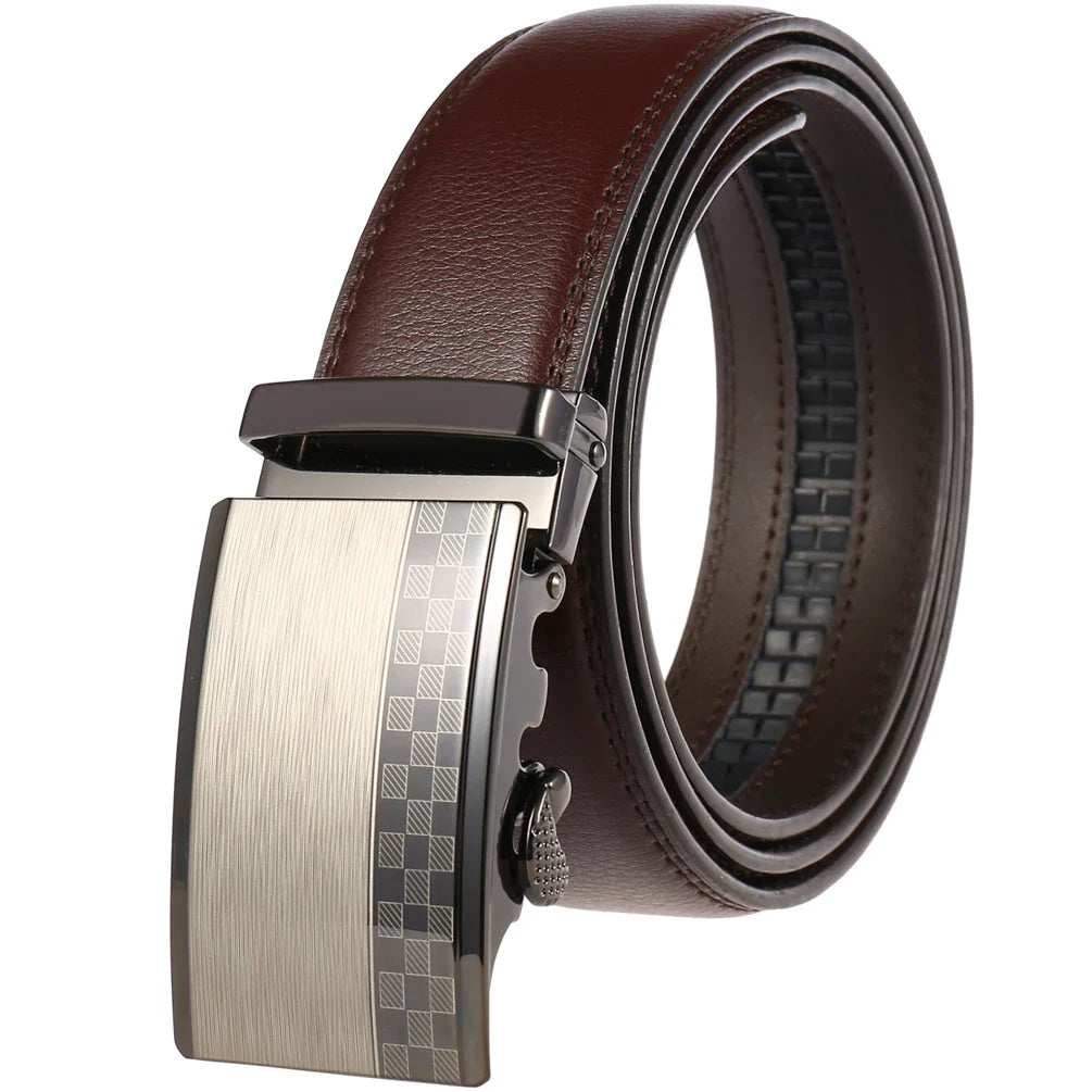 HKM-217683 Adjustable Casual Automatic Leather Belt for Men - Model LY55-7777-1