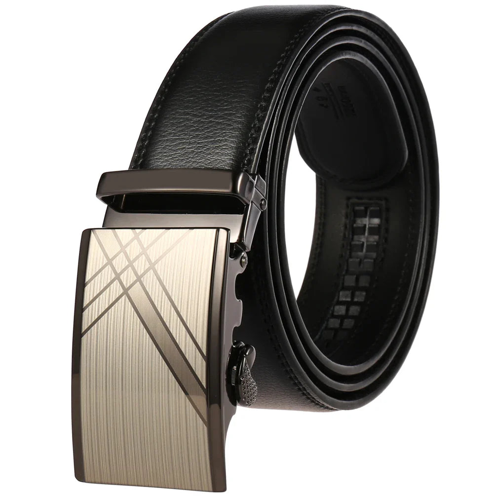 HKM-217683 Adjustable Casual Automatic Leather Belt for Men - Model LY55-7777-1