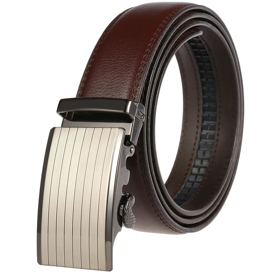 HKM-217683 Adjustable Casual Automatic Leather Belt for Men - Model LY55-7777-1