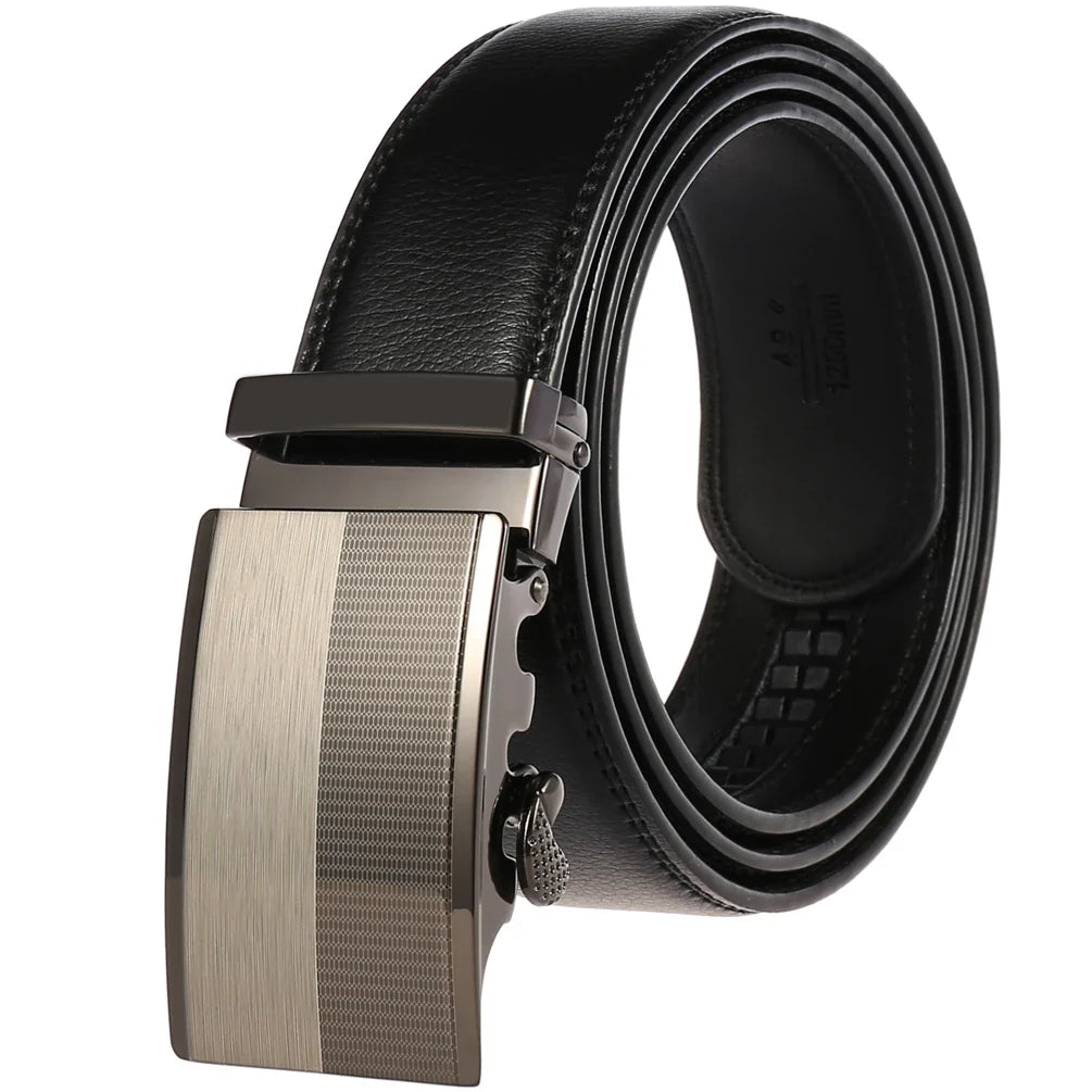 HKM-217683 Adjustable Casual Automatic Leather Belt for Men - Model LY55-7777-1