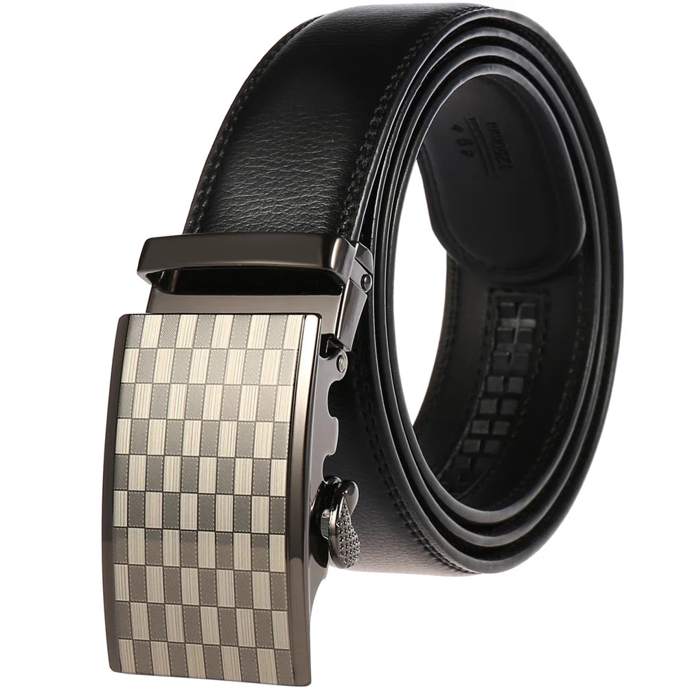 HKM-217683 Adjustable Casual Automatic Leather Belt for Men - Model LY55-7777-1