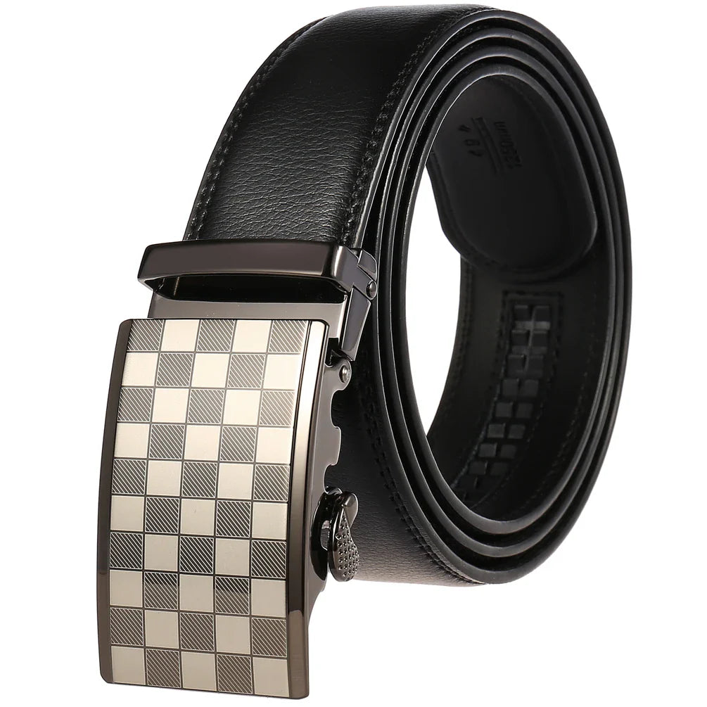 HKM-217683 Adjustable Casual Automatic Leather Belt for Men - Model LY55-7777-1