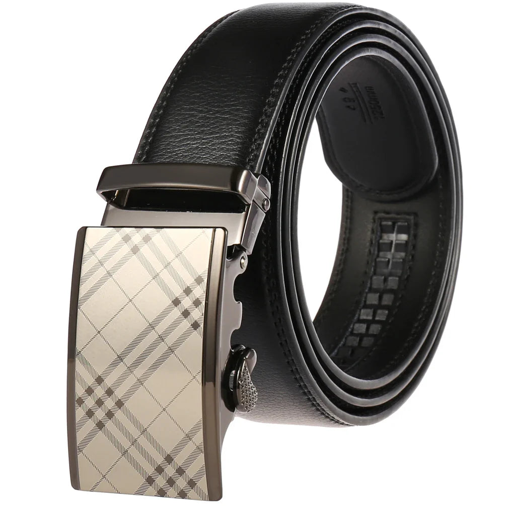 HKM-217683 Adjustable Casual Automatic Leather Belt for Men - Model LY55-7777-1