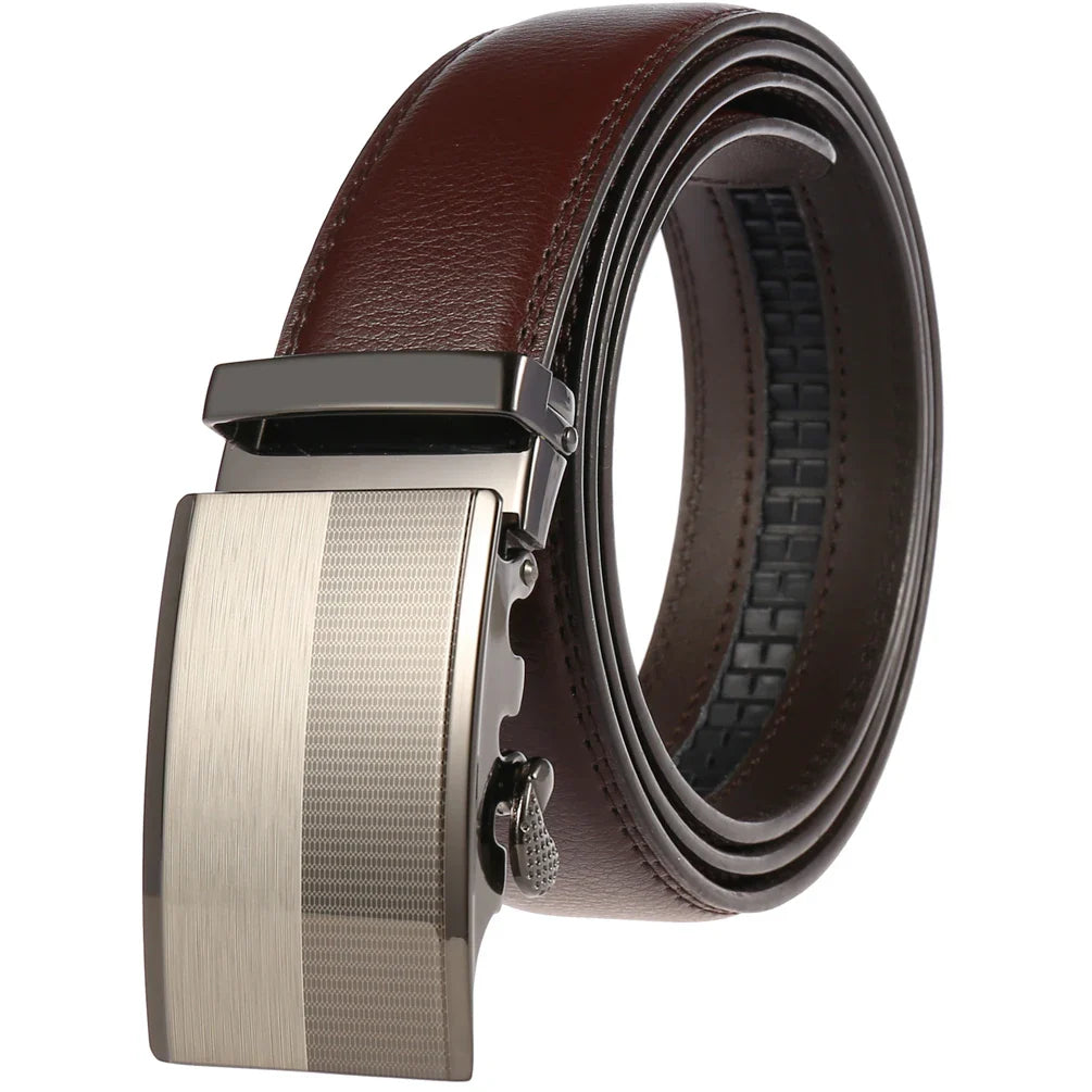 HKM-217683 Adjustable Casual Automatic Leather Belt for Men - Model LY55-7777-1