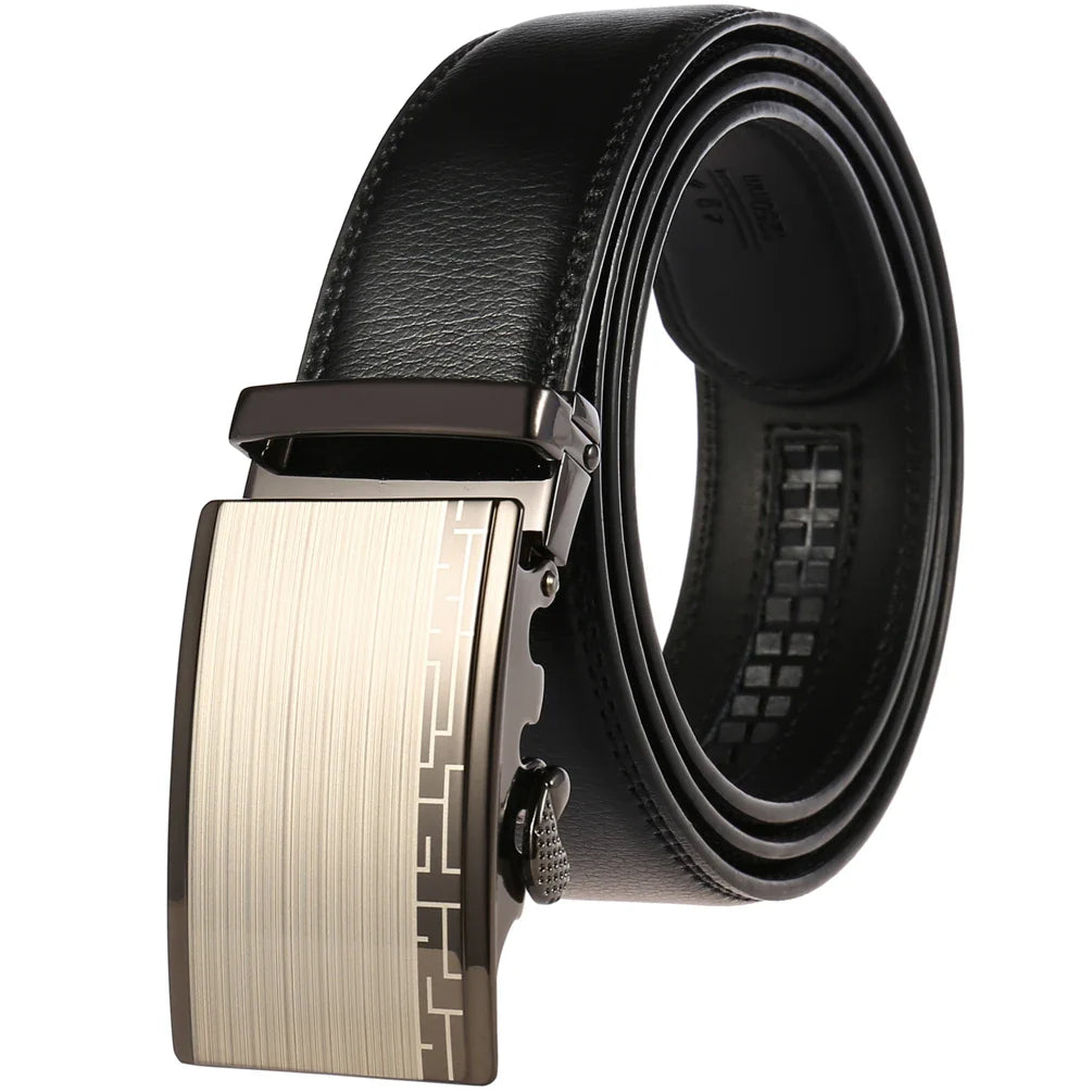 HKM-217683 Adjustable Casual Automatic Leather Belt for Men - Model LY55-7777-1