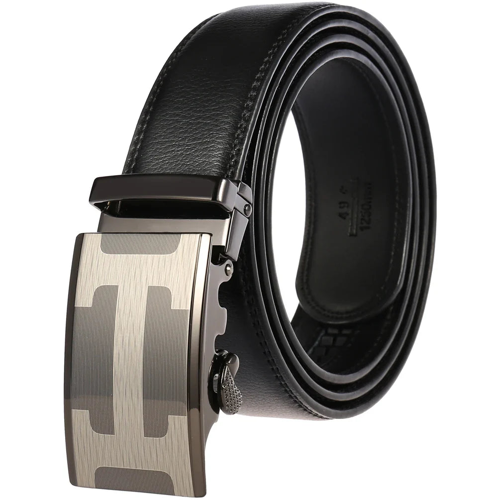 HKM-217683 Adjustable Casual Automatic Leather Belt for Men - Model LY55-7777-1