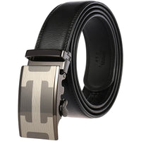 HKM-217683 Adjustable Casual Automatic Leather Belt for Men - Model LY55-7777-1