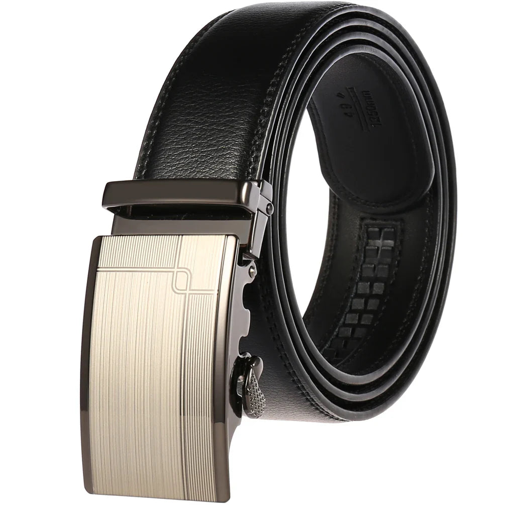 HKM-217683 Adjustable Casual Automatic Leather Belt for Men - Model LY55-7777-1