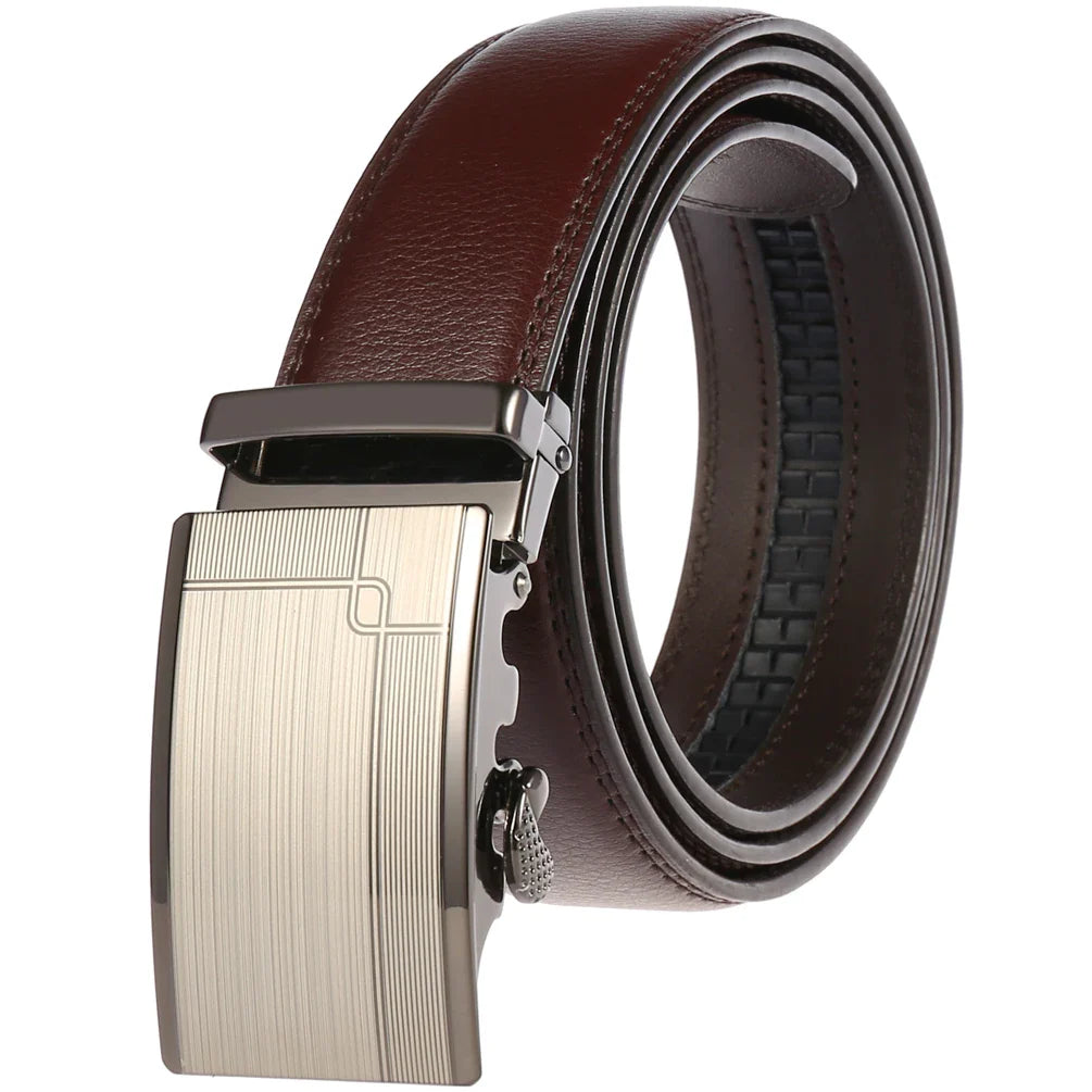 HKM-217683 Adjustable Casual Automatic Leather Belt for Men - Model LY55-7777-1
